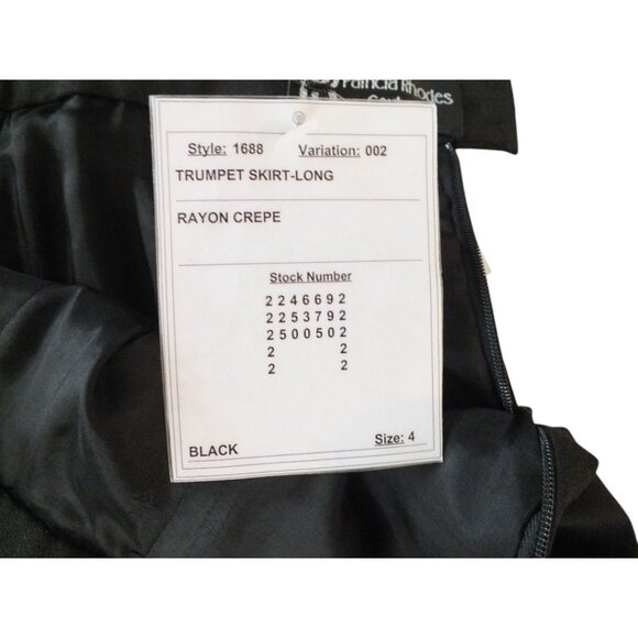 90's Patricia Rhodes Couture Black Rayon Crepe Trumpet Maxi Skirt Lined 4 - Picture 8 of 11